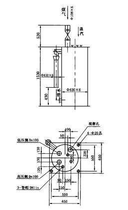 煤气排水器JD-2PS-36、12型煤气管道双管高低压冷凝水排水器（水封高度36000 12000mm）